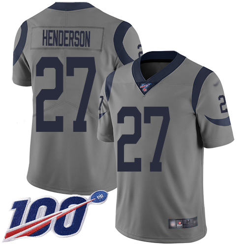 Los Angeles Rams Limited Gray Men Darrell Henderson Jersey NFL Football #27 100th Season Inverted Legend